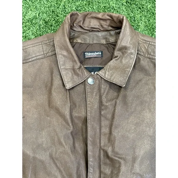 Vintage Wilsons Jacket Mens XL Brown Leather Bomber Aviator Flyers Full Zip - Picture 4 of 16